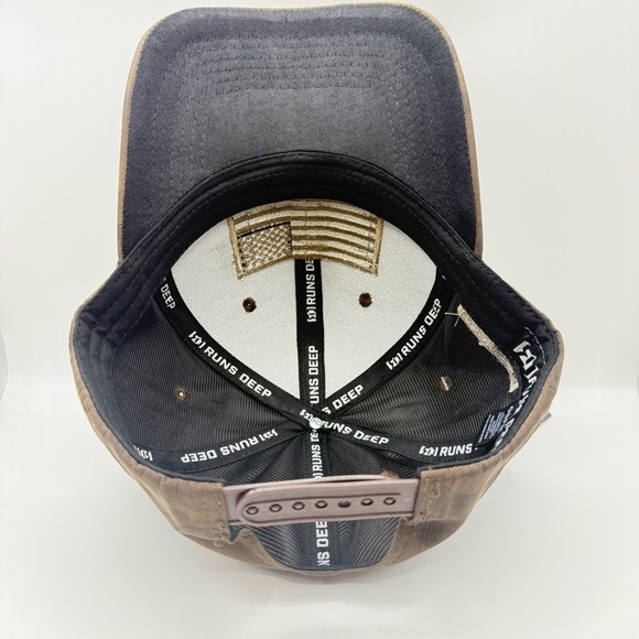 Runs Deep Tactical RDUSA-18 BRN Military Baseball Cap with American Flag - Picture 9 of 9